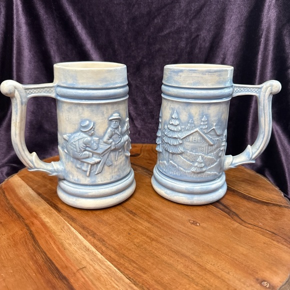 Vintage Blue Ceramic Beer Steins - Picture 1 of 6